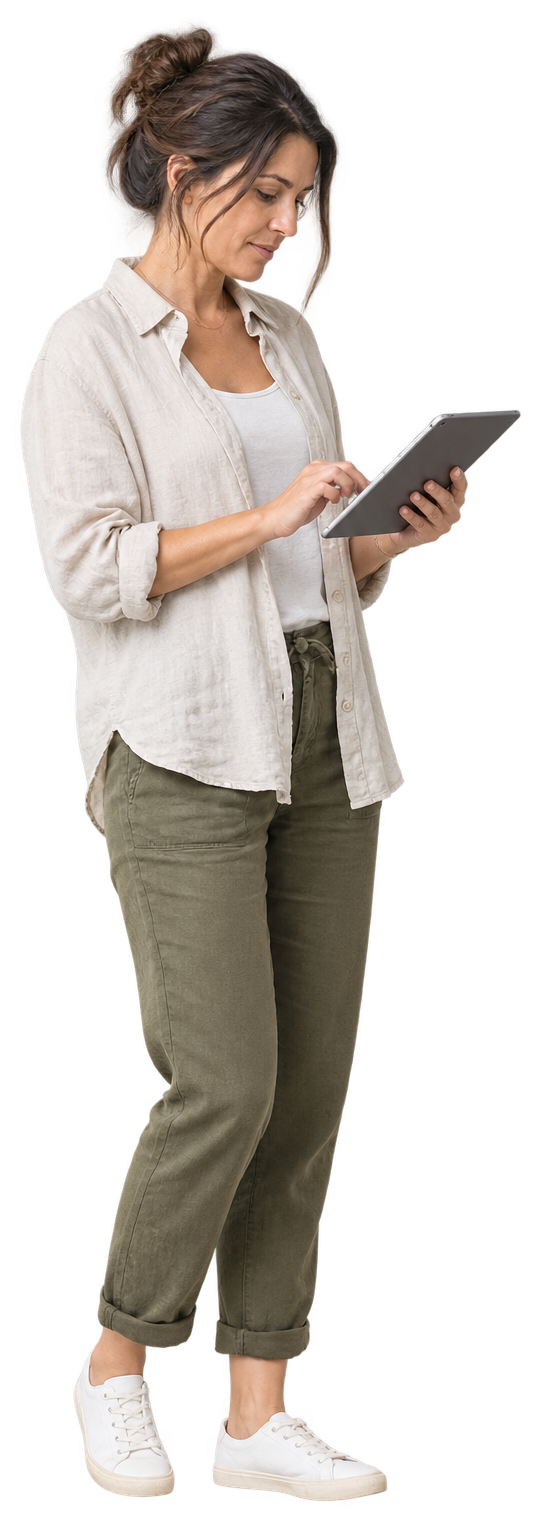 Una profesional revisando una recomendación de Molnip en su tablet